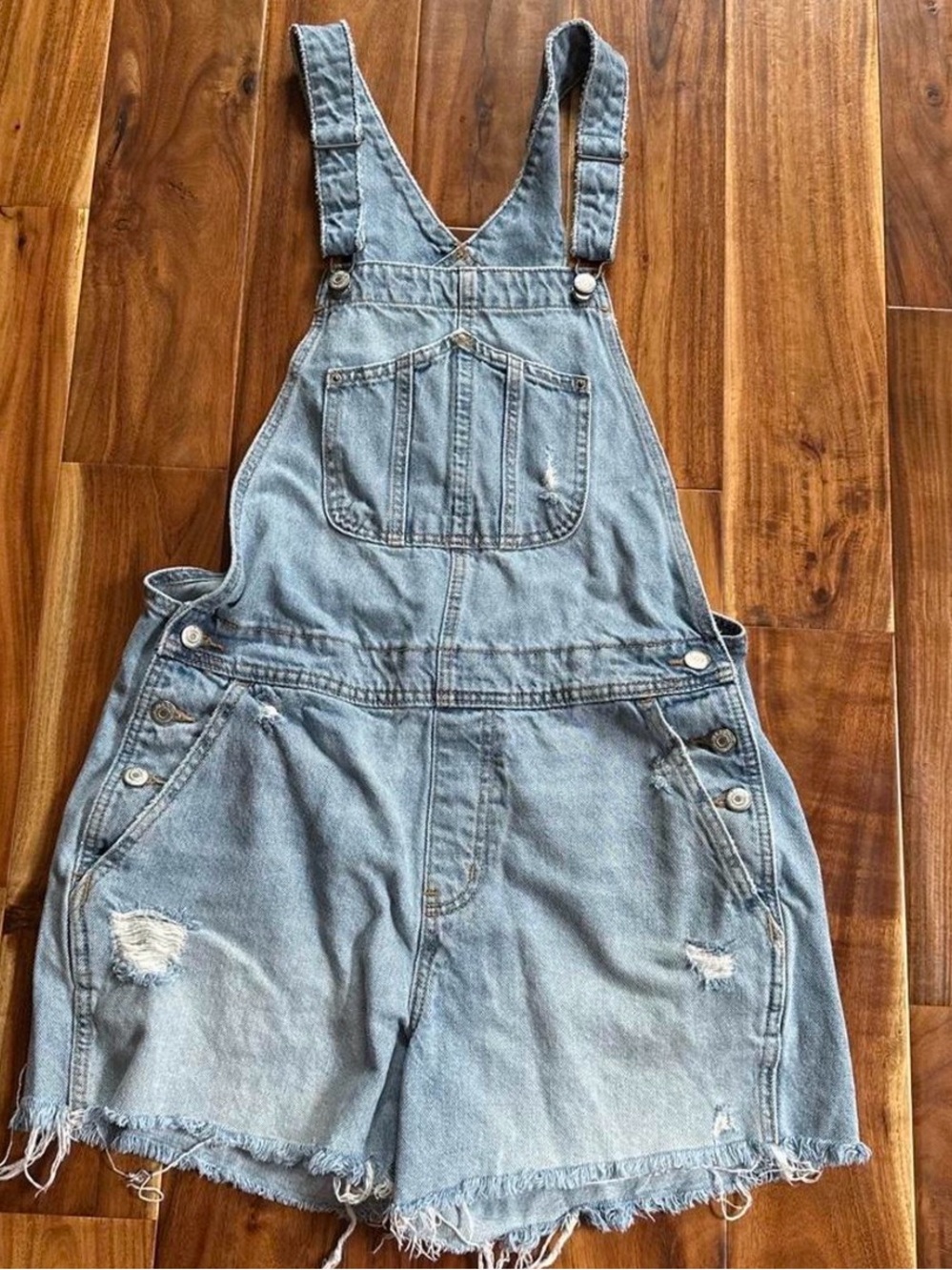 OLD NAVY Light Wash Denim Short Overalls
